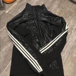 Sleek Black Bomber Jacket with White Accents